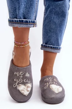 Best Boto Błyszczące Kapcie Damskie Szare Geraja Szary