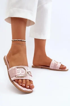 New Boto Błyszczące Klapki Damskie Z Ozdobą Różowe Taleci Różowy