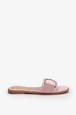 New Boto Błyszczące Klapki Damskie Z Ozdobą Różowe Taleci Różowy