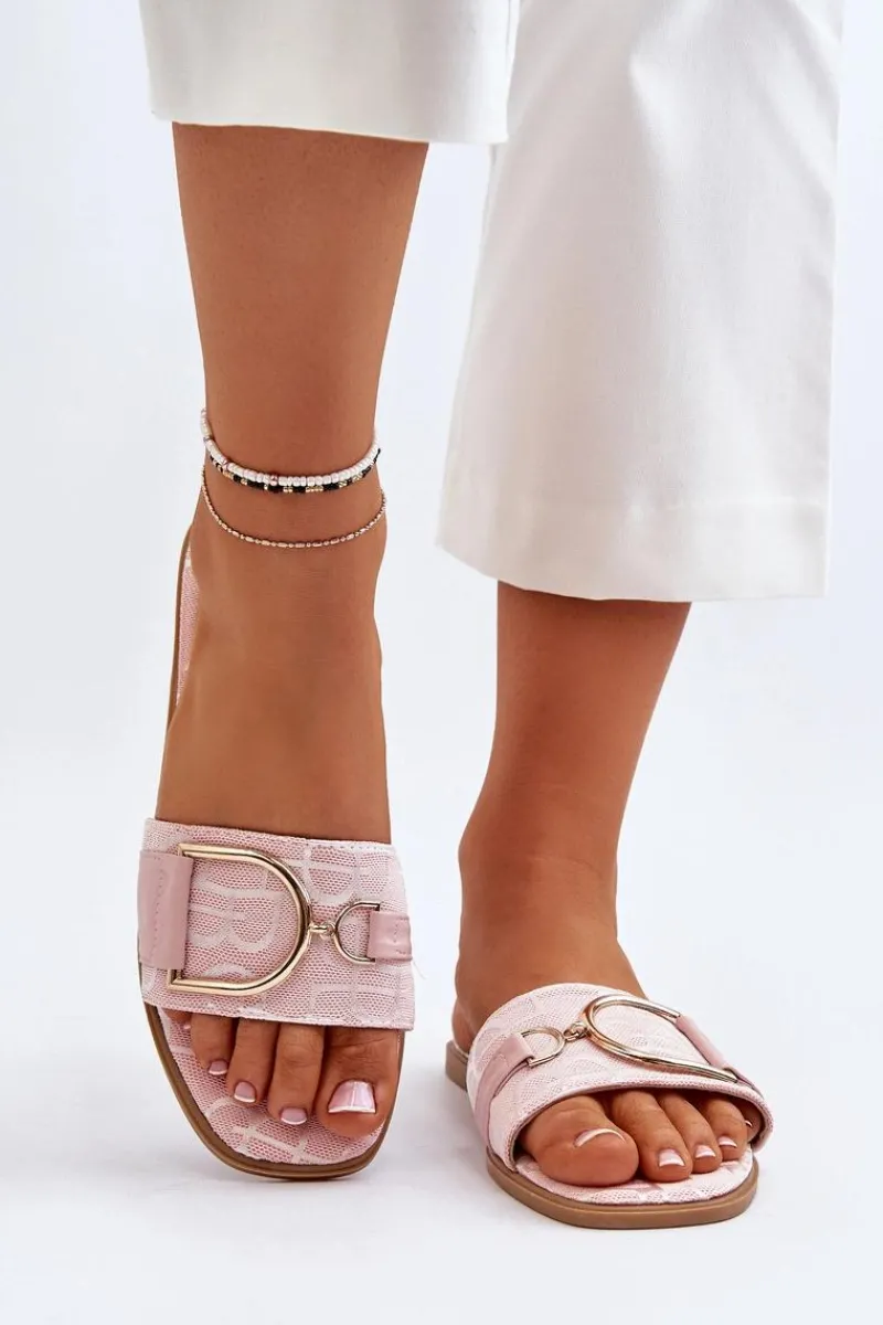 New Boto Błyszczące Klapki Damskie Z Ozdobą Różowe Taleci Różowy