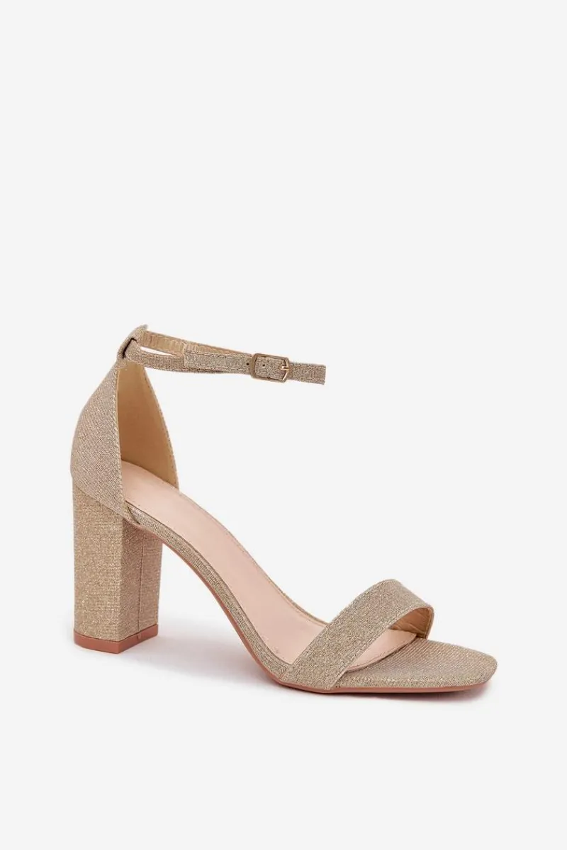 Sandały Na Słupku|Sandały Na Obcasie>Boto Błyszczące Sandały Damskie Na Słupku Złote Kavina Złoty