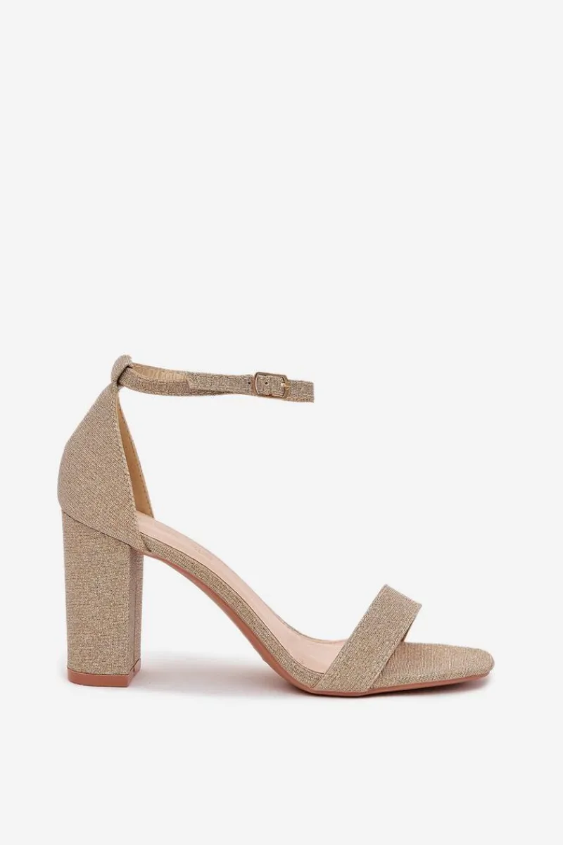 Sandały Na Słupku|Sandały Na Obcasie>Boto Błyszczące Sandały Damskie Na Słupku Złote Kavina Złoty