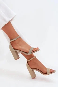 Sandały Na Słupku|Sandały Na Obcasie><noscript><img width=