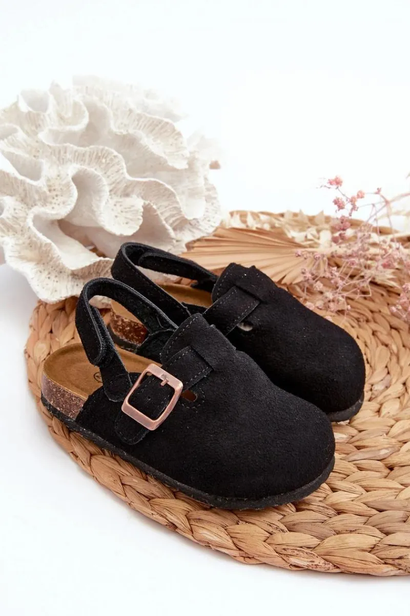 Chłopięce|Dziewczęce>Boto Chodaki Dziecięce Na Korkowej Platformie Czarne Vulagia Czarny