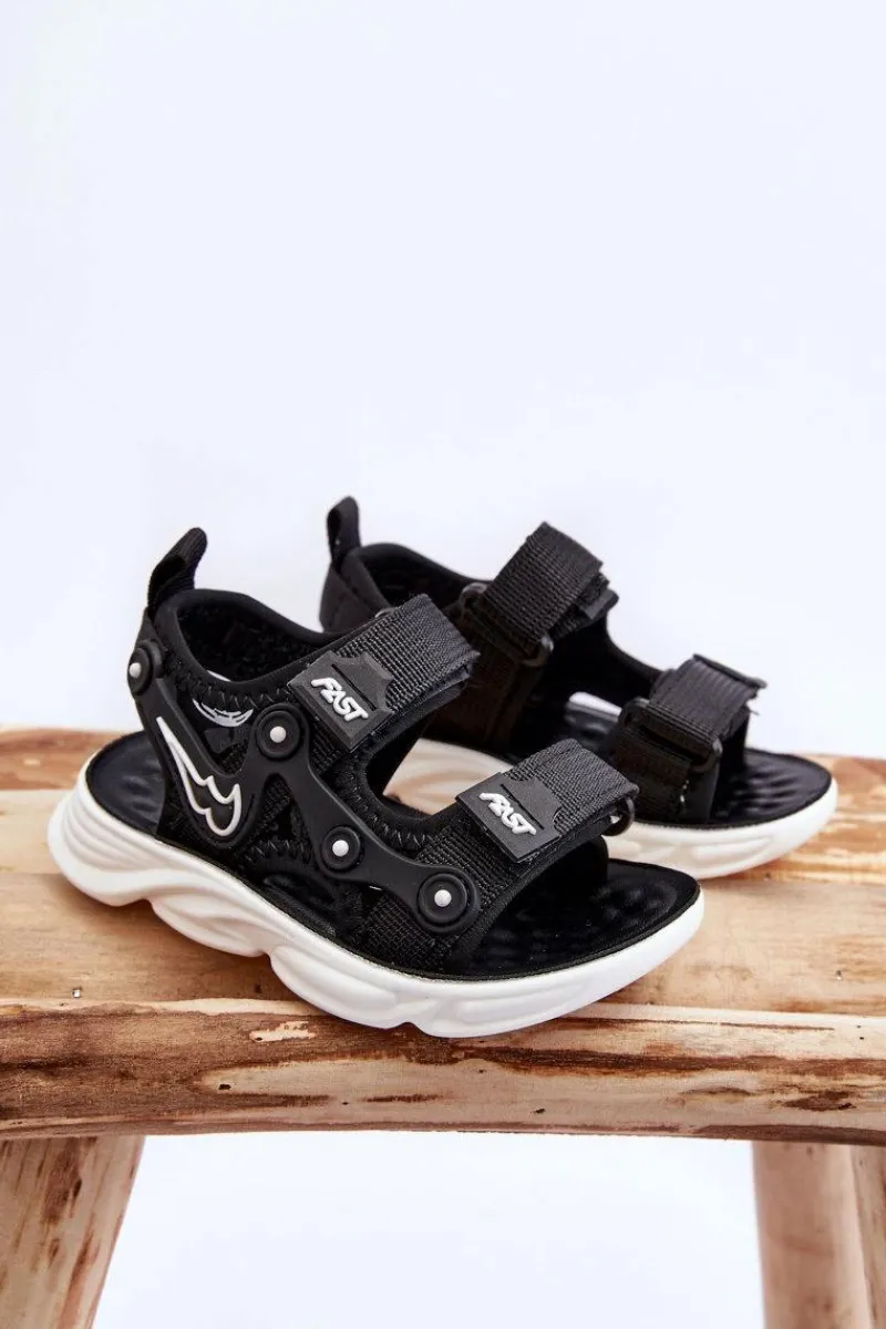 Hot Boto Chłopięce Sandałki Na Rzepy Czarno-Białe Tobias