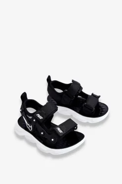 Hot Boto Chłopięce Sandałki Na Rzepy Czarno-Białe Tobias