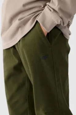 Online Chłopięce Spodnie Joggery Casual Gładkie JWMM00TTROM0812-43S Khaki Dzieci Spodnie Dziecięce|Odzież 4F