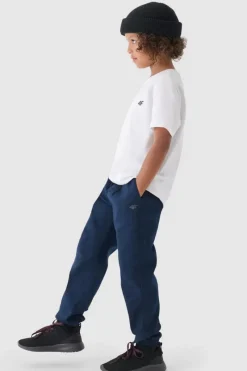 Hot 4F Chłopięce Spodnie Joggery Casual Gładkie JWMM00TTROM0812-31S Granatowe Niebieski