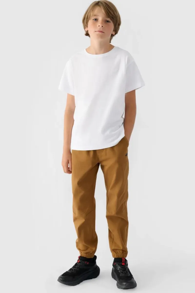 Spodnie Dziecięce|Odzież 4F>4F Chłopięce Spodnie Joggery Casual Gładkie JWMM00TTROM0812-82S Brązowe Brązowy