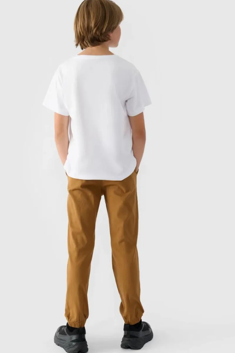 Spodnie Dziecięce|Odzież 4F>4F Chłopięce Spodnie Joggery Casual Gładkie JWMM00TTROM0812-82S Brązowe Brązowy