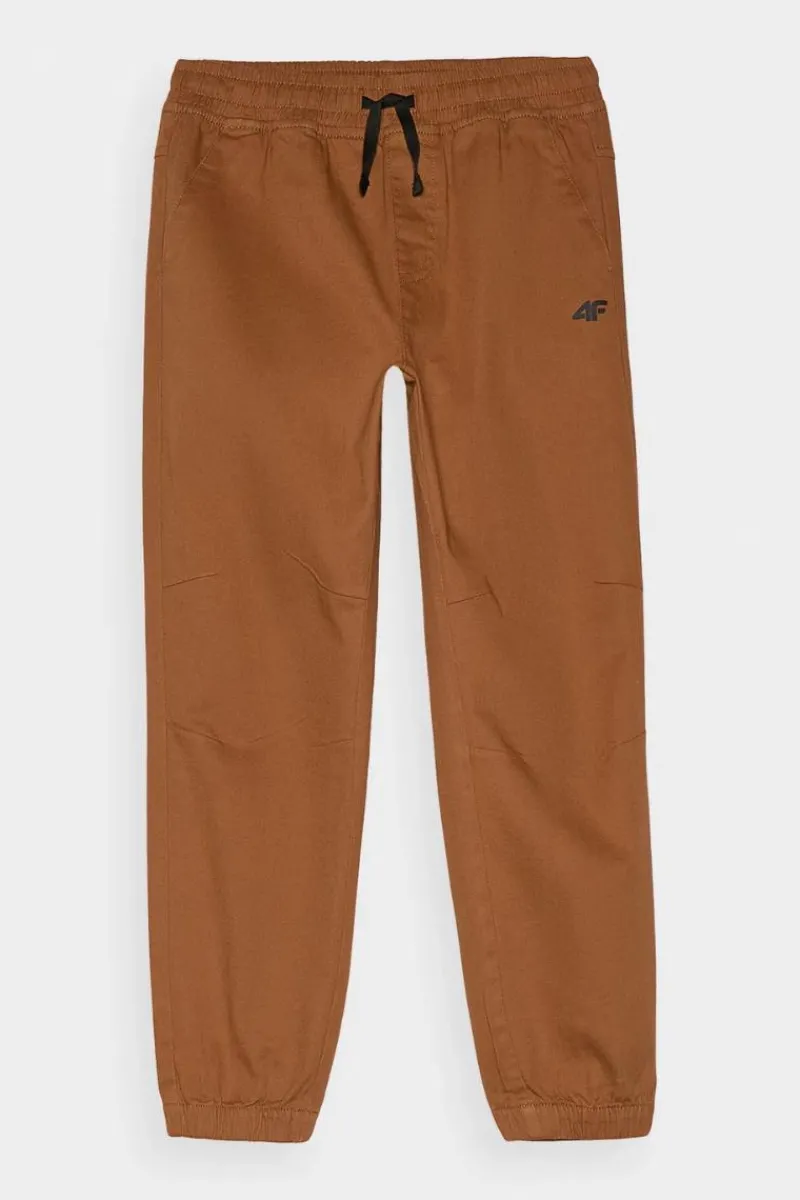 Spodnie Dziecięce|Odzież 4F>4F Chłopięce Spodnie Joggery Casual Gładkie JWMM00TTROM0812-82S Brązowe Brązowy