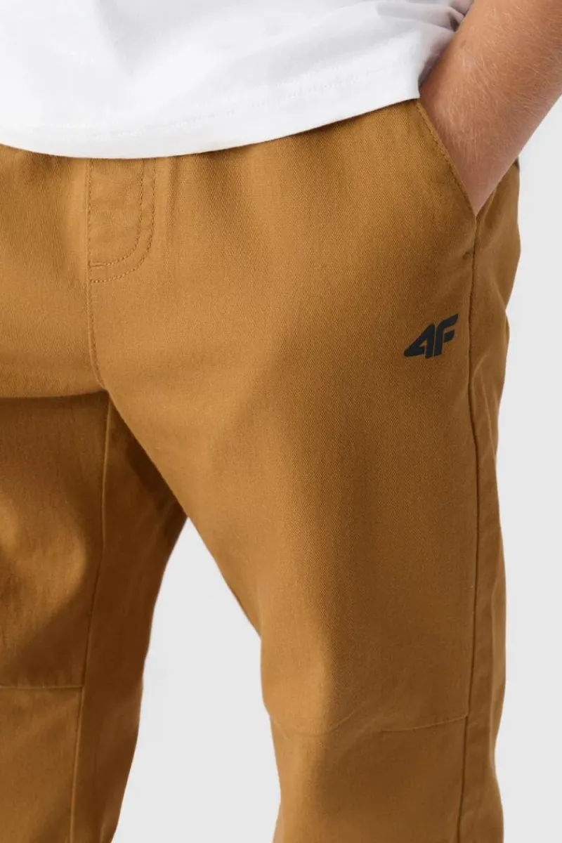Spodnie Dziecięce|Odzież 4F>4F Chłopięce Spodnie Joggery Casual Gładkie JWMM00TTROM0812-82S Brązowe Brązowy