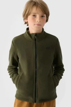 Odzież 4F|Bluzy Dziecięce>4F Chłopięcy Polar Ze Stójką JWMM00TFLEM245-43S Khaki Zielony