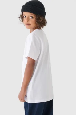 Discount 4F Chłopięcy T-shirt Gładki Bawełniany Biały JWMM00TTSHM1626-10S