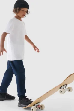 Discount 4F Chłopięcy T-shirt Gładki Bawełniany Biały JWMM00TTSHM1626-10S