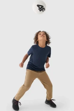 Outlet Chłopięcy T-shirt Gładki Bawełniany Granatowy JWMM00TTSHM1626-31S Dzieci T-Shirty Dziecięce|Odzież 4F