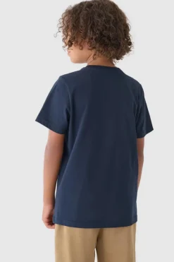 Outlet Chłopięcy T-shirt Gładki Bawełniany Granatowy JWMM00TTSHM1626-31S Dzieci T-Shirty Dziecięce|Odzież 4F