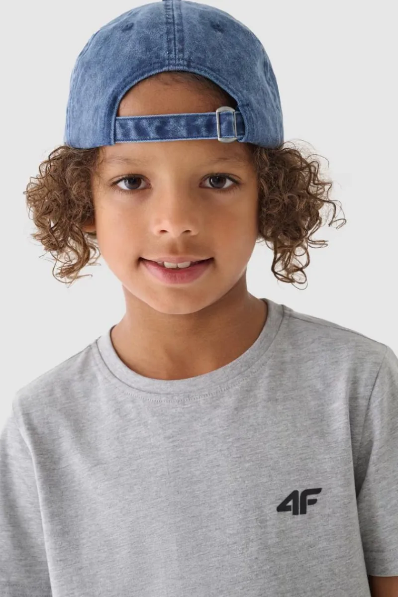 4F Chłopięcy T-shirt Gładki Bawełniany Jasnoszary JWMM00TTSHM1626-27M