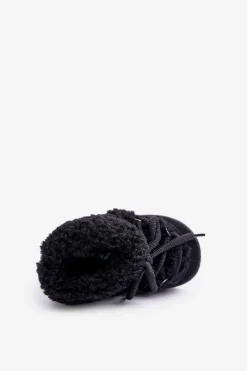 Discount Boto Ciepłe Botki Śniegowce Dziecięce Wiązane Czarne Asija Czarny