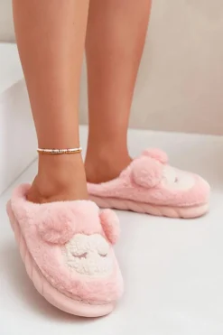 Sale Boto Ciepłe Futrzane Kapcie Damskie Różowe Jozelinetta Różowy