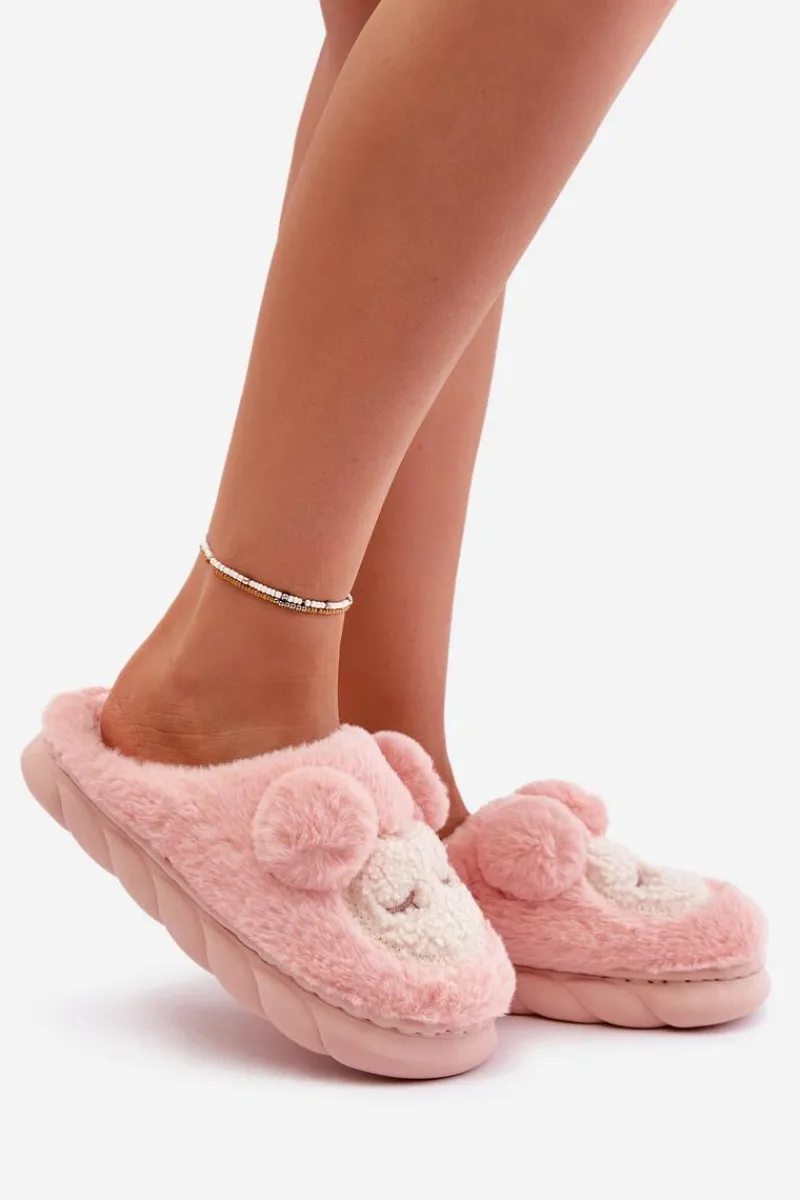Sale Boto Ciepłe Futrzane Kapcie Damskie Różowe Jozelinetta Różowy