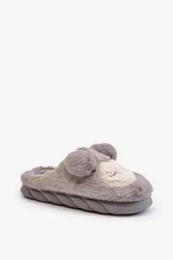 Kapcie Klasyczne></noscript>Boto Ciepłe Futrzane Kapcie Damskie Szare Jozelinetta Szary