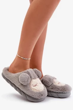 Kapcie Klasyczne></noscript>Boto Ciepłe Futrzane Kapcie Damskie Szare Jozelinetta Szary