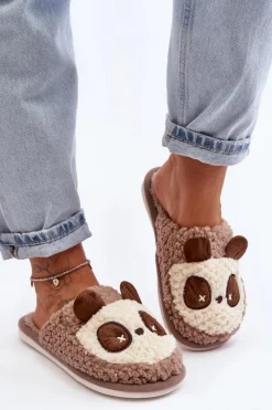 Kapcie Klasyczne|Klapki Damskie Klasyczne>Boto Ciepłe Kapcie Damskie Brązowe Priseth