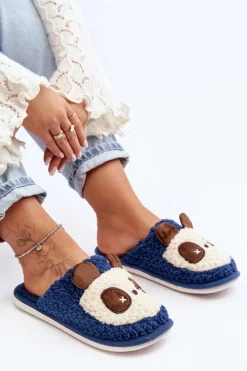 Online Boto Ciepłe Kapcie Damskie Granatowe Priseth