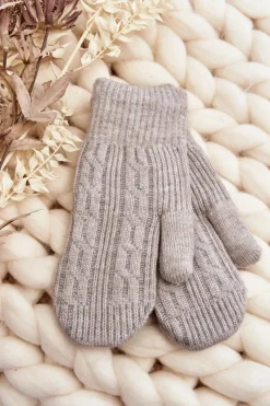 Hot Aura.via Ciepłe Rękawiczki Damskie Jednopalczaste Szare