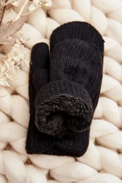Clearance Ciepłe Rękawiczki Damskie Jednopalczaste Czarne Rękawiczki