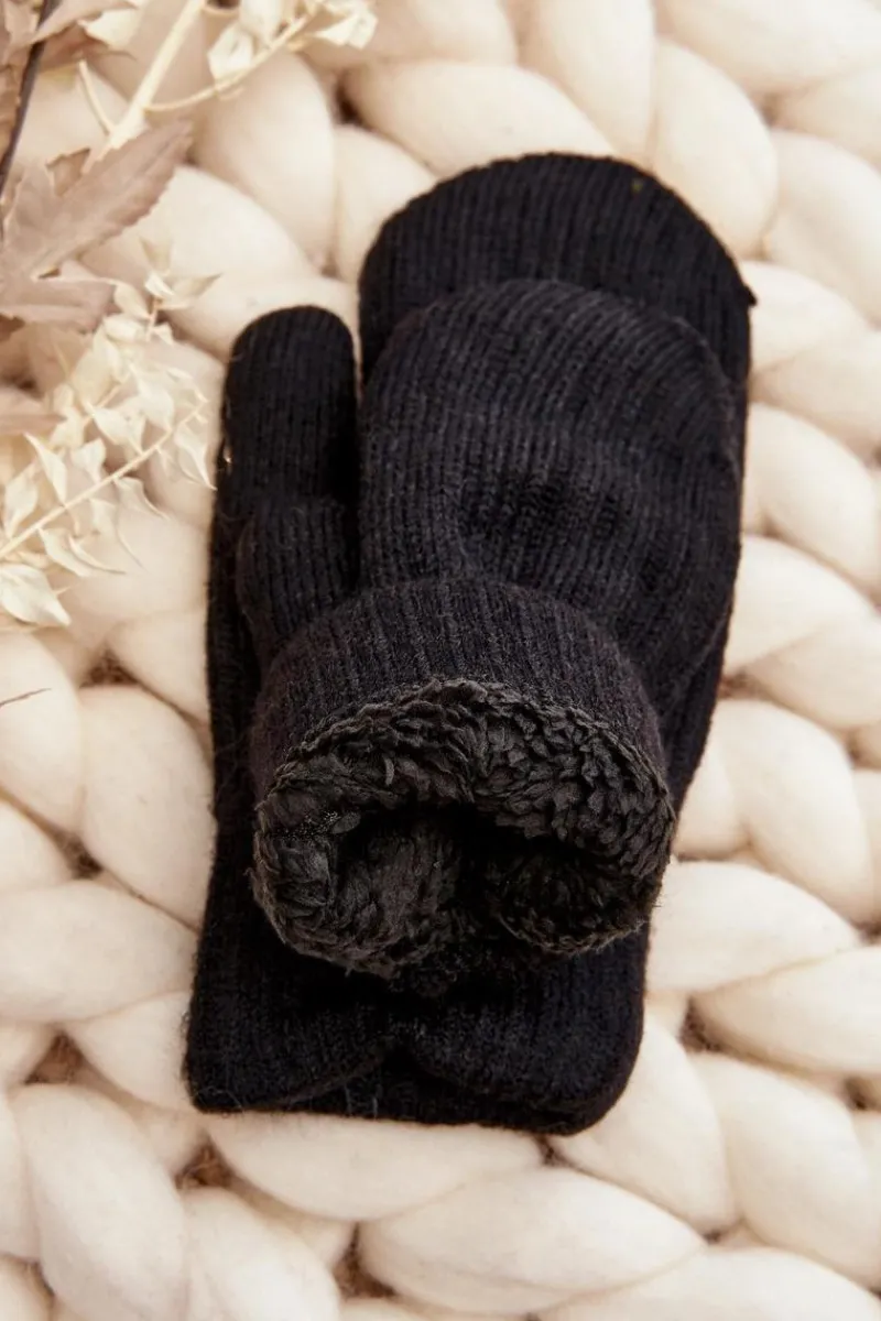 Clearance Ciepłe Rękawiczki Damskie Jednopalczaste Czarne Rękawiczki