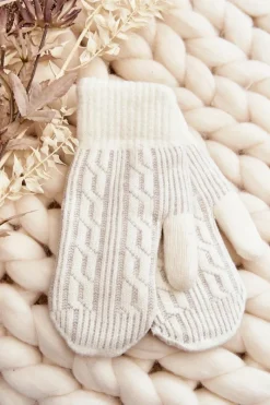 Rękawiczki>Aura.via Ciepłe Rękawiczki Damskie Jednopalczaste Białe