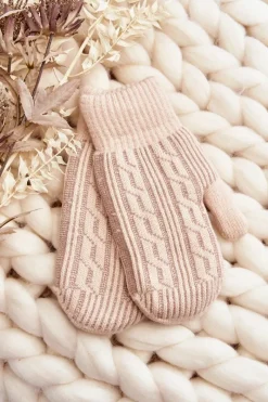 New Ciepłe Rękawiczki Damskie Jednopalczaste Beżowe Rękawiczki