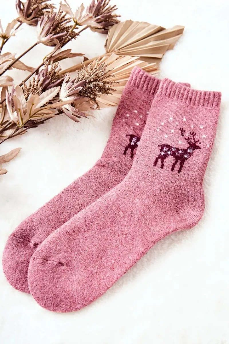 Skarpetki|Skarpetki>COSAS Ciepłe Skarpetki Z Reniferem Różowe