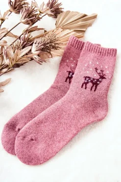 Skarpetki|Skarpetki>COSAS Ciepłe Skarpetki Z Reniferem Różowe