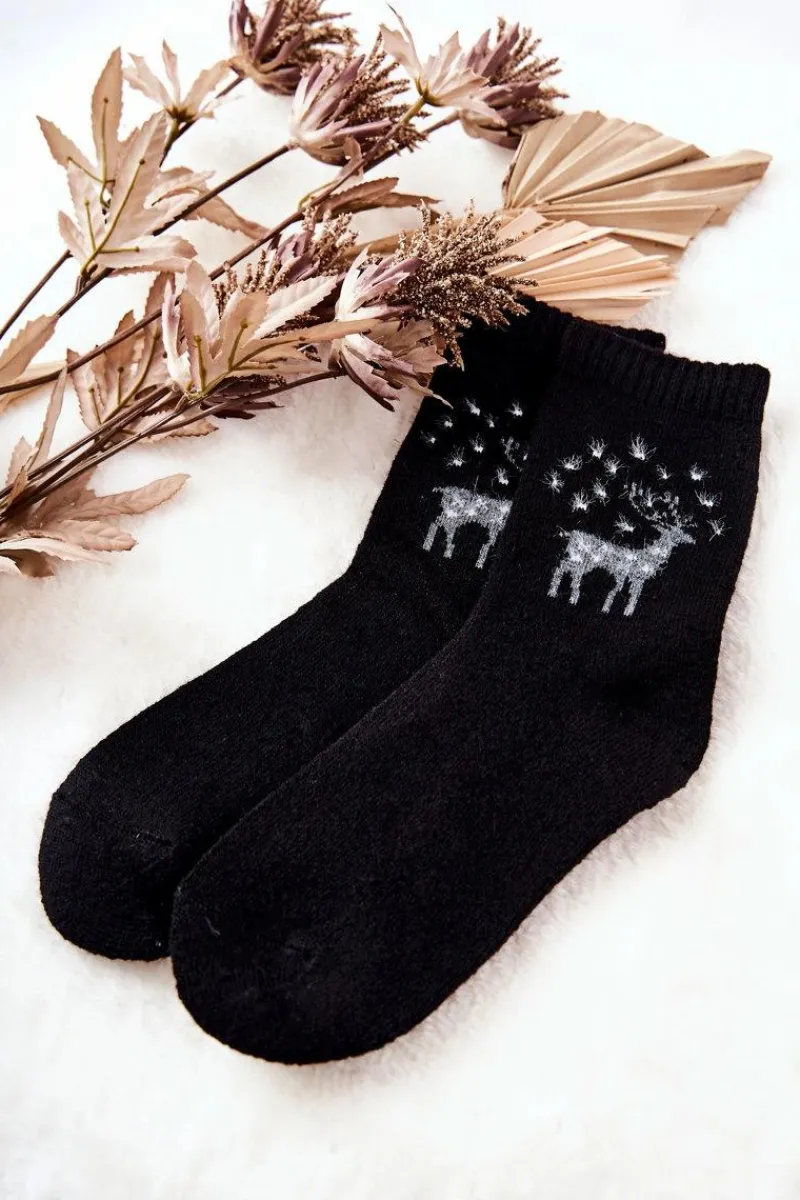 Skarpetki|Skarpetki>COSAS Ciepłe Skarpetki Z Reniferem Czarne