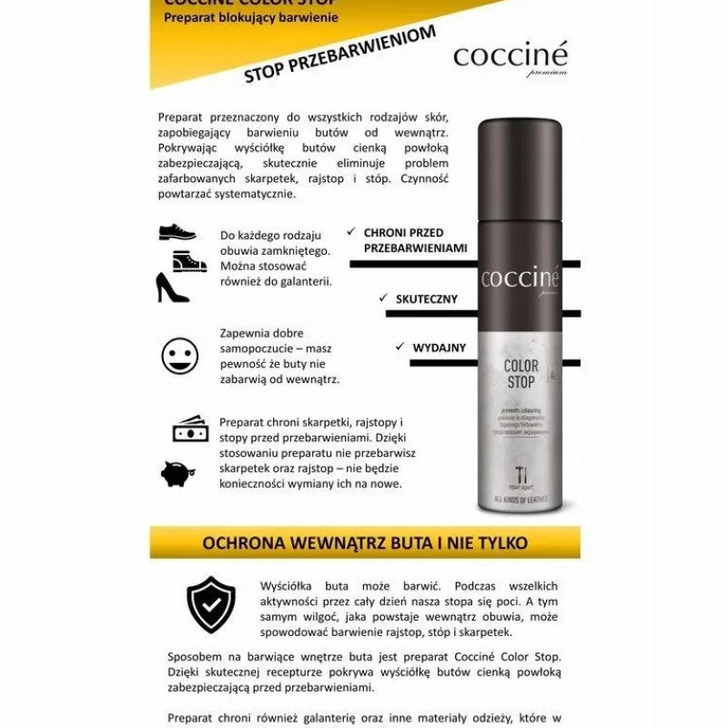 Ochrona>pielęgnacja obuwia Coccine Coccine Kolor Stop Spray Zapobiegający Farbowaniu Obuwia