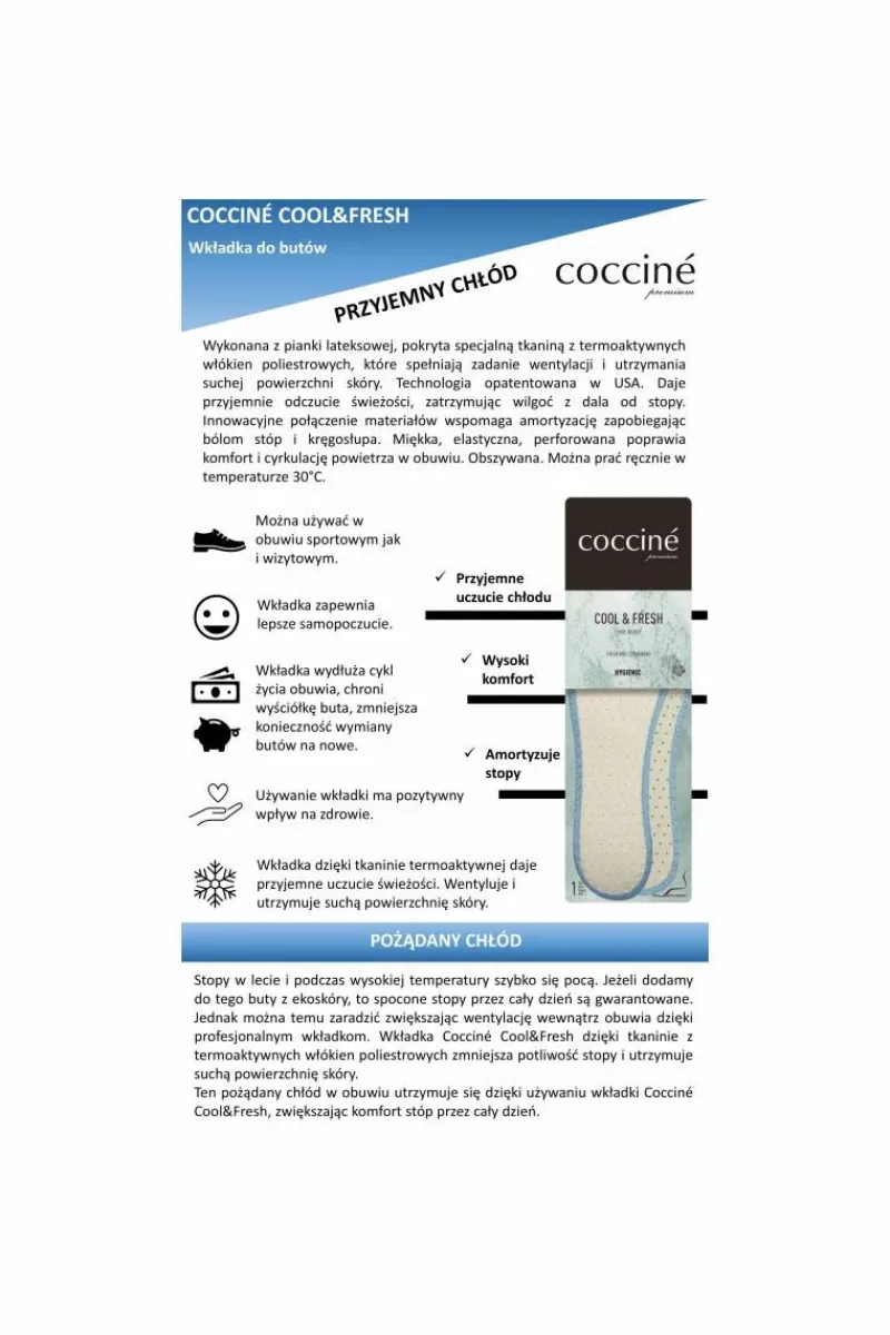 Discount pielęgnacja obuwia Coccine Coccine Termoaktywne Wkładki Cool Fresh Suche Stopy