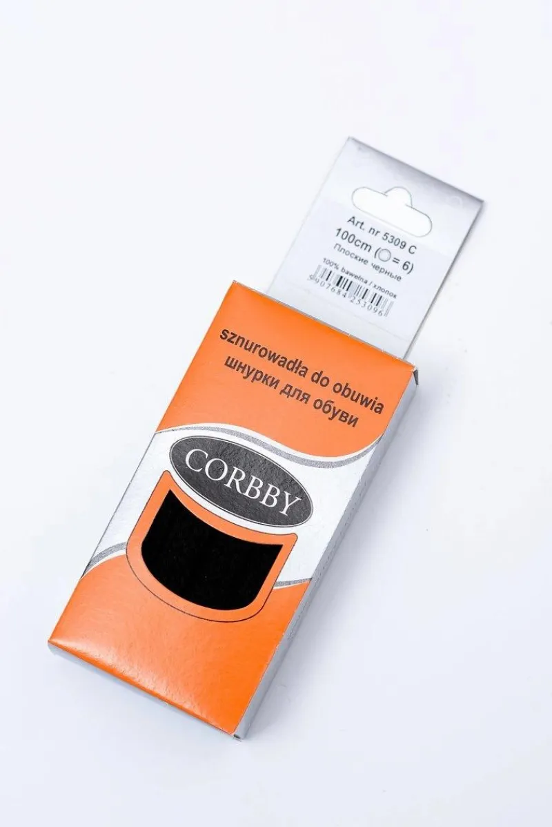 Sznurowadła>Corbby Bawełniane Czarne Płaskie Sznurowadła Czarny