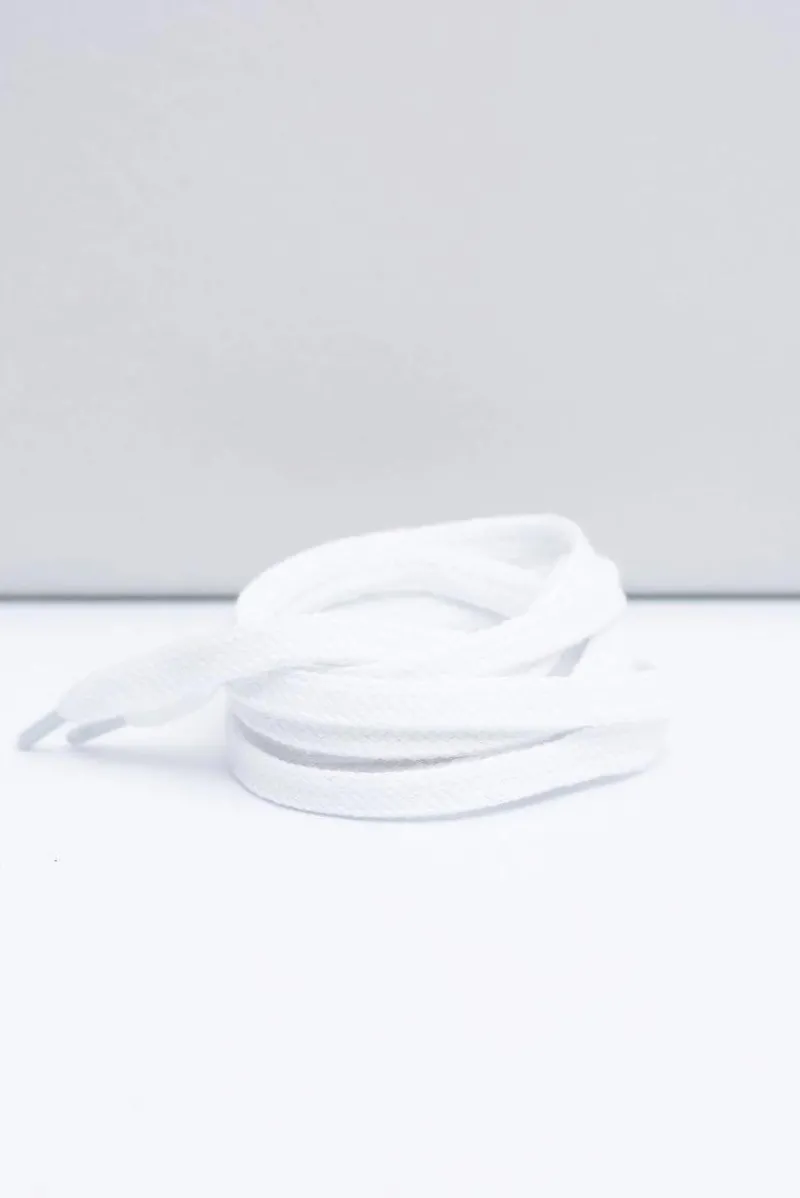 Clearance Corbby Białe Płaskie Sznurowadła Bawełniane Biały