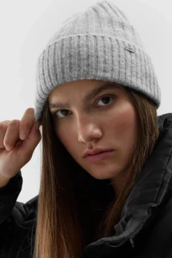 Online Czapka Zimowa Damska AW23ACAPF299-25M Szara Okrycia Głowy