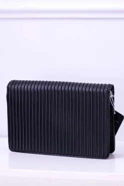 Torebki Klasyczne>Boto Czarna Damska Klasyczna Prążkowana Torebka