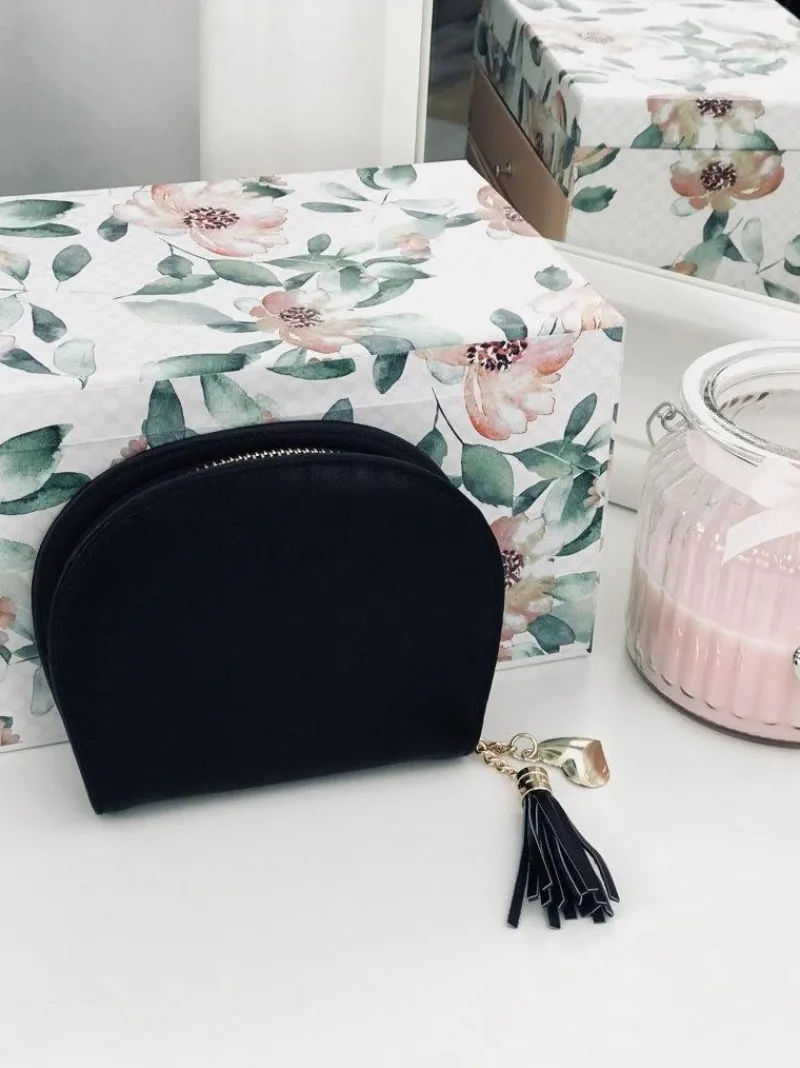 New Czarna Damska Portmonetka Portfel z Frędzlem Portfele