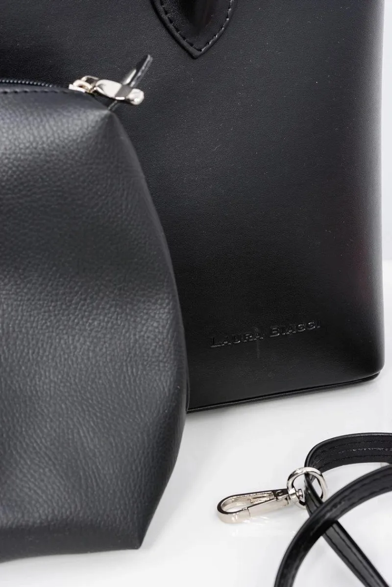 Clearance Czarna Damska Torebka Shopper + Kosmetyczka Torebki Klasyczne