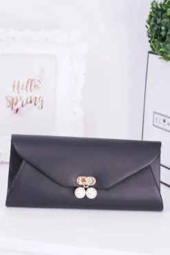 New Czarna Kopertówka Złoty Łańcuch Perły Kopertówki