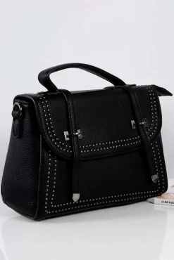 Torebki Kuferki>Boto Czarna Torebka Damska Listonoszka Kuferek Dżety