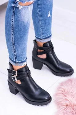 Botki Na Słupku|Czarne Botki>Boto Czarne Botki z Wycięciami Brooklyn