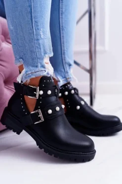 Botki Wiosenne|Brązowe I Beżowe Botki>Boto Czarne Botki z Wycięciami Cadenza