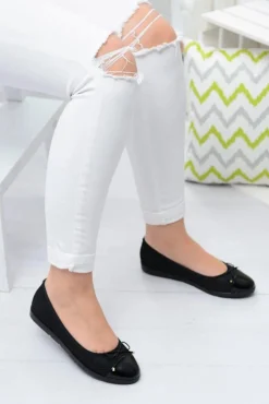 Outlet Boto Czarne Brokatowe Balerinki Slip On Laya